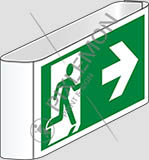 Cartello alluminio cm 25x12,5 bifacciale a bandiera uscita di emergenza - emergency exit