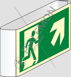 Cartello alluminio luminescente cm 25x12,5 bifacciale a bandiera uscita di emergenza scala