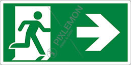 Cartello plastica cm 25x12,5 uscita di emergenza a destra - emergency exit right hand