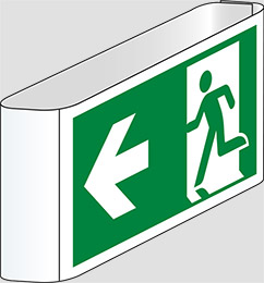 Cartello alluminio cm 50x25 bifacciale a bandiera uscita di emergenza - emergency exit