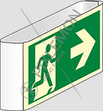 Cartello alluminio luminescente cm 25x12,5 bifacciale a bandiera uscita di emergenza - emergency exit