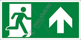 Cartello alluminio cm 25x12,5 uscita di emergenza in alto - emergency exit up hand