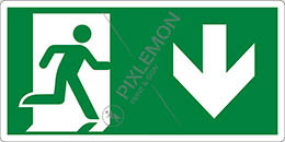 Cartello plastica cm 25x12,5 uscita di emergenza in basso - emergency exit down hand