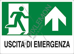 Cartello adesivo cm 18x12 uscita di emergenza in alto