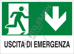 Cartello alluminio cm 70x50 uscita di emergenza in basso