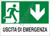 Cartello polionda cm 60x40 uscita di emergenza in basso