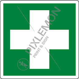Cartello adesivo cm 12x12 pronto soccorso - first aid