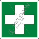 Cartello adesivo cm 12x12 pronto soccorso - first aid