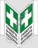 Cartello alluminio cm 50x35 bifacciale a v cassetta di pronto soccorso