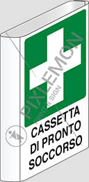 Cartello alluminio cm 30x20 bifacciale a bandiera cassetta di pronto soccorso