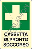 Cartello adesivo luminescente cm 18x12 cassetta di pronto soccorso