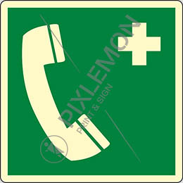 Cartello alluminio luminescente cm 15x15 telefono di emergenza - emergency telephone