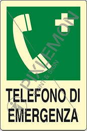 Cartello alluminio luminescente cm 30x20 telefono di emergenza