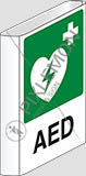Cartello alluminio cm 21x16 bifacciale a bandiera aed