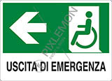 Cartello alluminio cm 21x16 uscita di emergenza disabili a sinistra