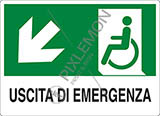 Cartello alluminio cm 21x16 uscita di emergenza disabili in basso a sinistra