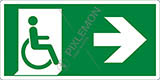 Cartello adesivo cm 25x12,5 uscita di emergenza disabili a destra - emergency exit for people unable to walk right hand