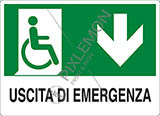 Cartello adesivo cm 30x20 uscita di emergenza disabili in basso
