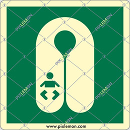 Cartello adesivo luminescente cm 15x15 giubbotto di salvataggio per neonati - infants lifejacket