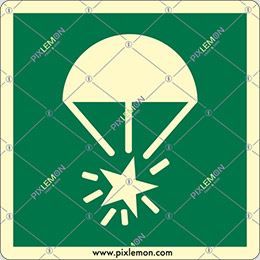 Cartello adesivo luminescente cm 15x15 razzo luminoso con paracadute - rocket parachute flare