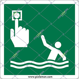 Cartello alluminio cm 20x20 pulsante di emergenza uomo in mare - person overboard call point