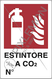 Cartello alluminio cm 18x12 estintore a co2 n°