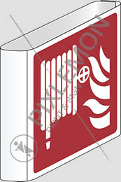 Cartello alluminio cm 20x20 bifacciale a bandiera lancia antincendio-naspo - fire hose reel