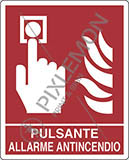 Cartello alluminio cm 31x25 pulsante allarme antincendio