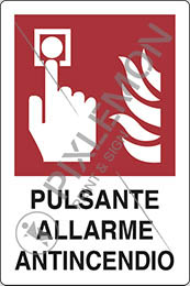 Cartello adesivo cm 30x20 pulsante allarme antincendio