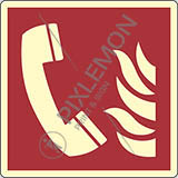 Cartello adesivo luminescente cm 15x15 telefono di emergenza antincendio - fire emergency telephone