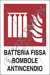 Cartello alluminio cm 30x20 batteria fissa bombole antincendio