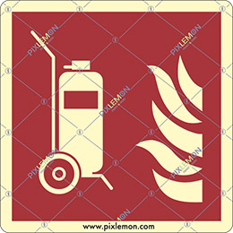 Cartello alluminio luminescente cm 50x50 estintore carrellato - wheeled fire extinguisher