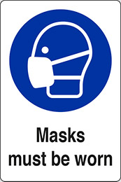 Cartello plastica cm 40x30 masks must be worn