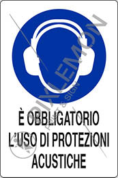Cartello adesivo cm 12x8 e obbligatorio uso di protezioni acustiche