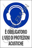 Cartello adesivo cm 12x8 e obbligatorio uso di protezioni acustiche