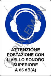 Cartello alluminio cm 30x20 attenzione postazione con livello sonoro superiore a 85 dba