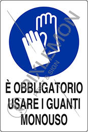 Cartello adesivo cm 30x20 e obbligatorio usare i guanti monouso