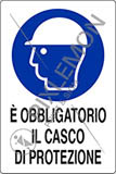 Cartello adesivo cm 12x8 e obbligatorio il casco di protezione