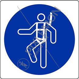 Cartello adesivo cm 8x8 è obbligatorio indossare imbracatura di sicurezza - wear a safety harness