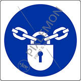 Cartello adesivo cm 12x12 tenere chiuso con lucchetto - keep locked