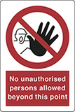 Adesivo cm 30x20 no unauthorised persons allowed beyond this point
