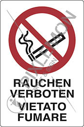 Cartello alluminio cm 30x20 rauchen verboten vietato fumare