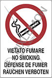 Cartello alluminio cm 18x12 vietato fumare no smoking defense de fumer rauchen verboten