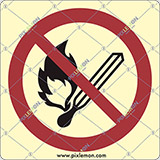 Cartello alluminio luminescente cm 35x35 vietato fumare e/o usare fiamme libere - no smoking and/or no open flames, no fires, no ignition sources