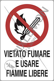 Cartello alluminio cm 18x12 vietato fumare e usare fiamme libere