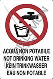 Cartello adesivo cm 18x12 acqua non potabile not drinking water kein trinkwasser eau non potable