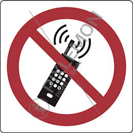 Cartello adesivo cm 8x8 vietato tenere i telefoni accesi - no activated mobile phone