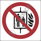 Cartello alluminio cm 12x12 vietato uso delascensore in caso di incendio - do not use lift in the event of fire
