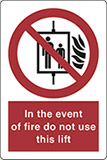 Adesivo cm 30x20 in the event of fire do not use this lift