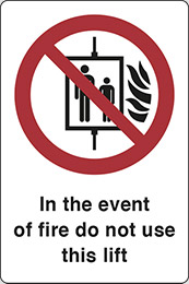 Adesivo cm 40x30 in the event of fire do not use this lift